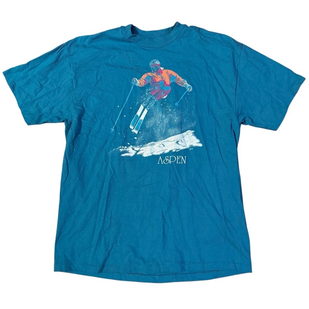 Vintage Skiing Aspen Single Stitch 1980s Neon Size Large